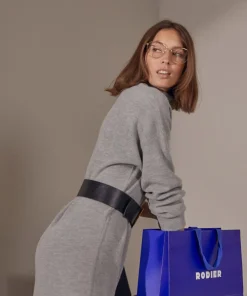 Discount Rodier Robe Jasmine, droite, col roulé gris moyen