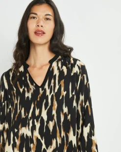 Femme Lauren Vidal Robe Leoni imprimée fauve noir/beige