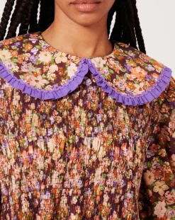 Femme Manoush Robe Liberty Fauve imprimée cerise noire/multicolore