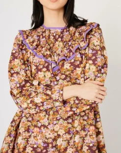 Femme Manoush Robe Liberty Fauve imprimée cerise noire/multicolore