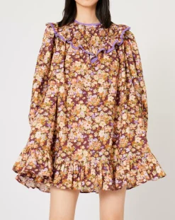 Femme Manoush Robe Liberty Fauve imprimée cerise noire/multicolore