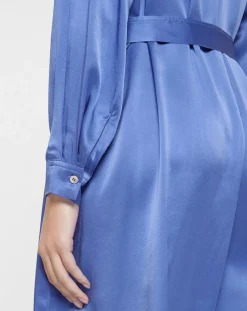 Sale Forte forte Robe longue 100% Soie Abito bleue