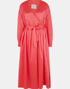 Femme Forte forte Robe longue 100% Soie Abito rose
