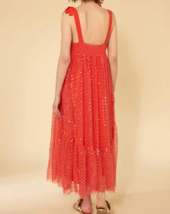 Sale Manoush Robe longue Baby Flower coquelicot