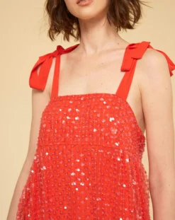 Sale Manoush Robe longue Baby Flower coquelicot