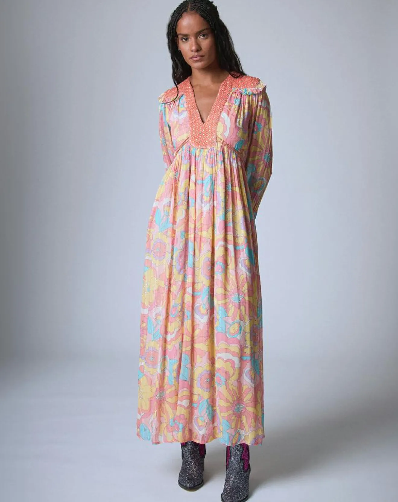 Femme Manoush Robe longue Bollywood print