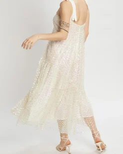 Femme Manoush Robe longue brodée Baby Flower écru/rose