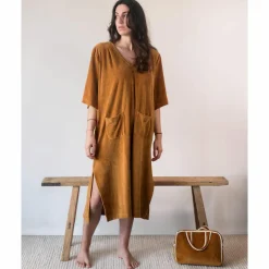 Discount Bed and Philosophy Robe longue en éponge jaune