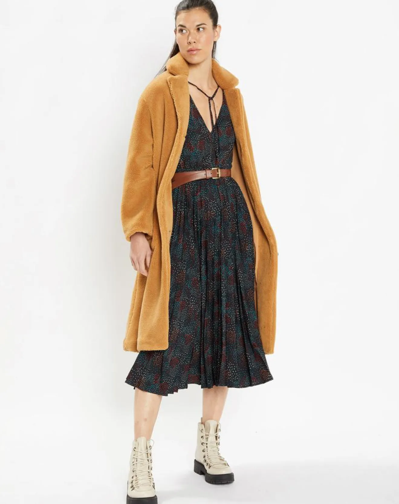 Outlet Galeries Lafayette Robe longue et plissée Gaia noire