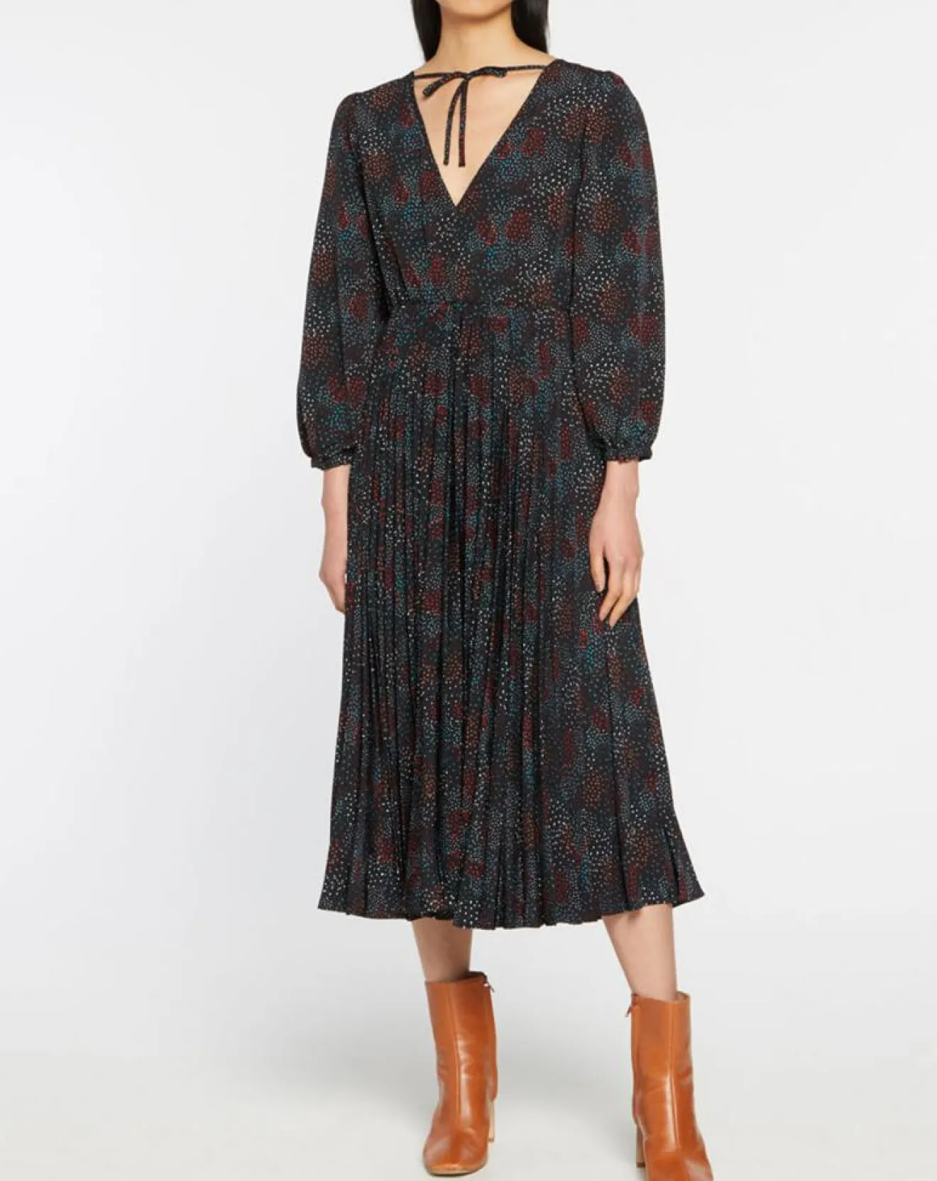 Outlet Galeries Lafayette Robe longue et plissée Gaia noire