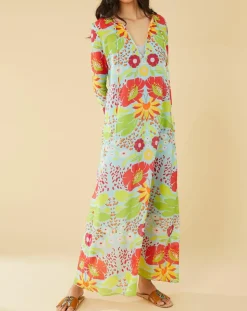 Discount Manoush Robe longue Mexico imprimée bleue