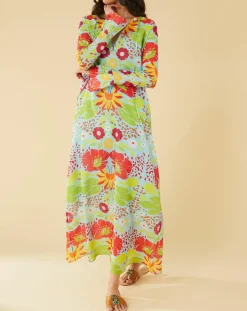 Discount Manoush Robe longue Mexico imprimée bleue