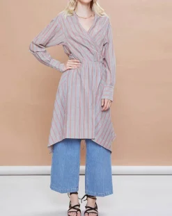 Hot Mare di Latte Robe Malorie Pastel rayée rouge/bleu