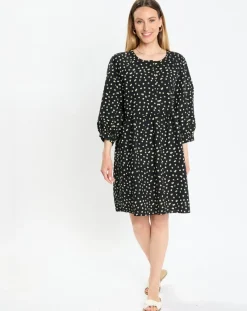 Femme Marc O'Polo Robe manches ballons imprimée fleurs noire