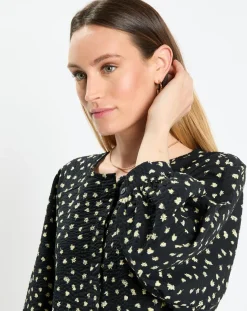 Femme Marc O'Polo Robe manches ballons imprimée fleurs noire