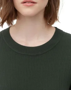 Femme Marc O'Polo Robe manches longues Col Rond Maille Milano vert foncé