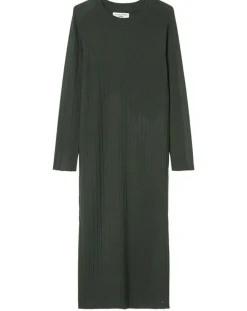 Femme Marc O'Polo Robe manches longues Col Rond Maille Milano vert foncé
