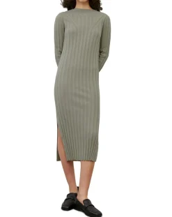 Marc O'Polo Robe maxi en Coton & Lin Cotelé beige foncé