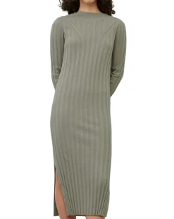 Marc O'Polo Robe maxi en Coton & Lin Cotelé beige foncé