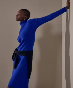 Outlet Rodier Robe Melina moulante boutons bleu outremer