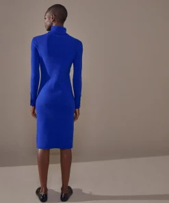 Outlet Rodier Robe Melina moulante boutons bleu outremer