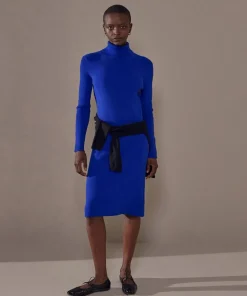 Outlet Rodier Robe Melina moulante boutons bleu outremer