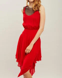 Femme Karl Lagerfeld Robe midi 100% Soie rouge