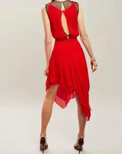 Femme Karl Lagerfeld Robe midi 100% Soie rouge