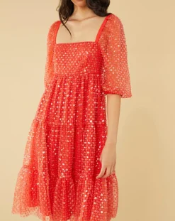 Femme Manoush Robe midi Baby Flower coquelicot