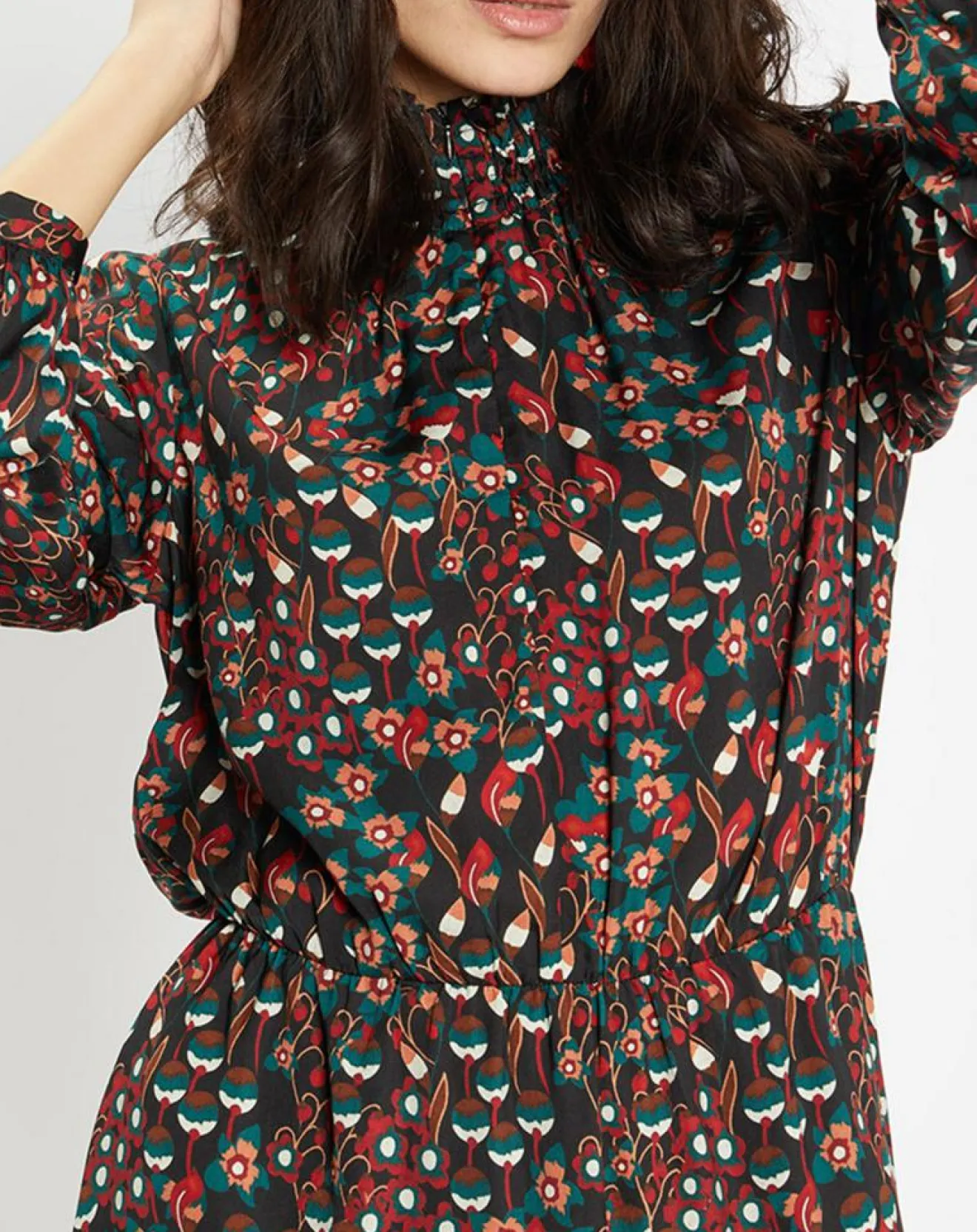 Femme Galeries Lafayette Robe mi-longue fluide Gautier imprimée noire