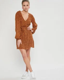 Femme Billabong Robe Mini Spring Romance à imprimé léopard marron