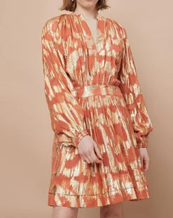 Sale Mare di Latte Robe Oleria courte patineuse imprimée orange