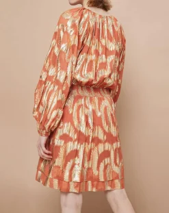 Sale Mare di Latte Robe Oleria courte patineuse imprimée orange