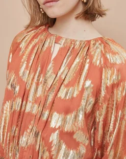 Sale Mare di Latte Robe Oleria courte patineuse imprimée orange