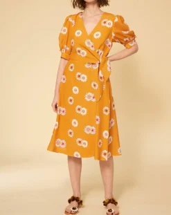 Sale Manoush Robe Paquerette imprimée jaune moutarde