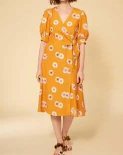 Sale Manoush Robe Paquerette imprimée jaune moutarde