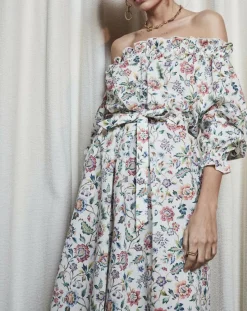 Femme Maison Père Robe épaules dénudées imprimé liberty multicolore