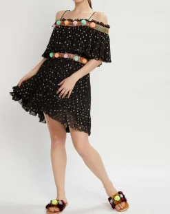 Outlet Manoush Robe épaules dénudées Luna noir/doré