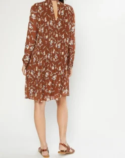 Esprit Robe plissée à imprimé fleurs marron/bleu