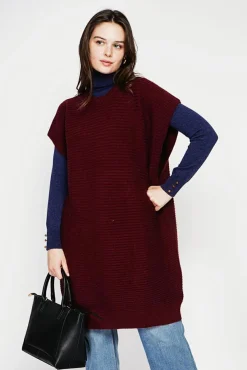 Femme C&Jo Robe poncho col rond bordeaux