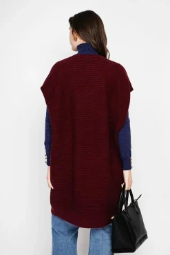 Femme C&Jo Robe poncho col rond bordeaux