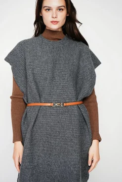 Femme C&Jo Robe poncho col rond loup