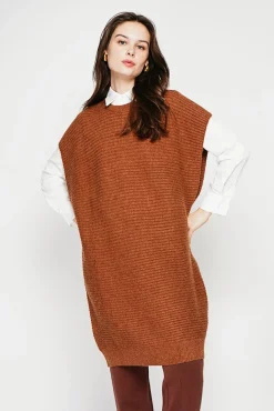 Femme C&Jo Robe poncho col rond marron