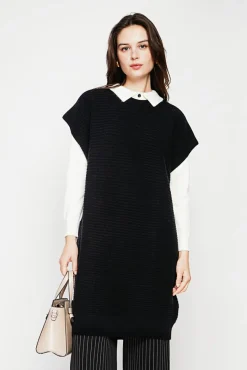 Femme C&Jo Robe poncho col rond noire