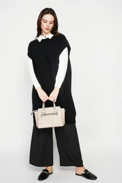 Femme C&Jo Robe poncho col rond noire