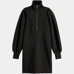 Femme Scotch & Soda Robe Pull en Coton Bio mélangé zippée anthracite
