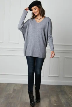 New Fleur de cachemire Robe Pull Laurence Grise