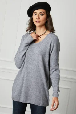 New Fleur de cachemire Robe Pull Laurence Grise