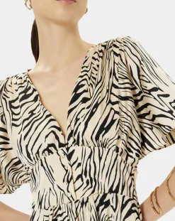 Online Zapa Robe Rafi imprimée zèbre noir/beige