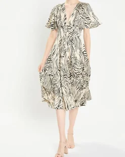 Online Zapa Robe Rafi imprimée zèbre noir/beige